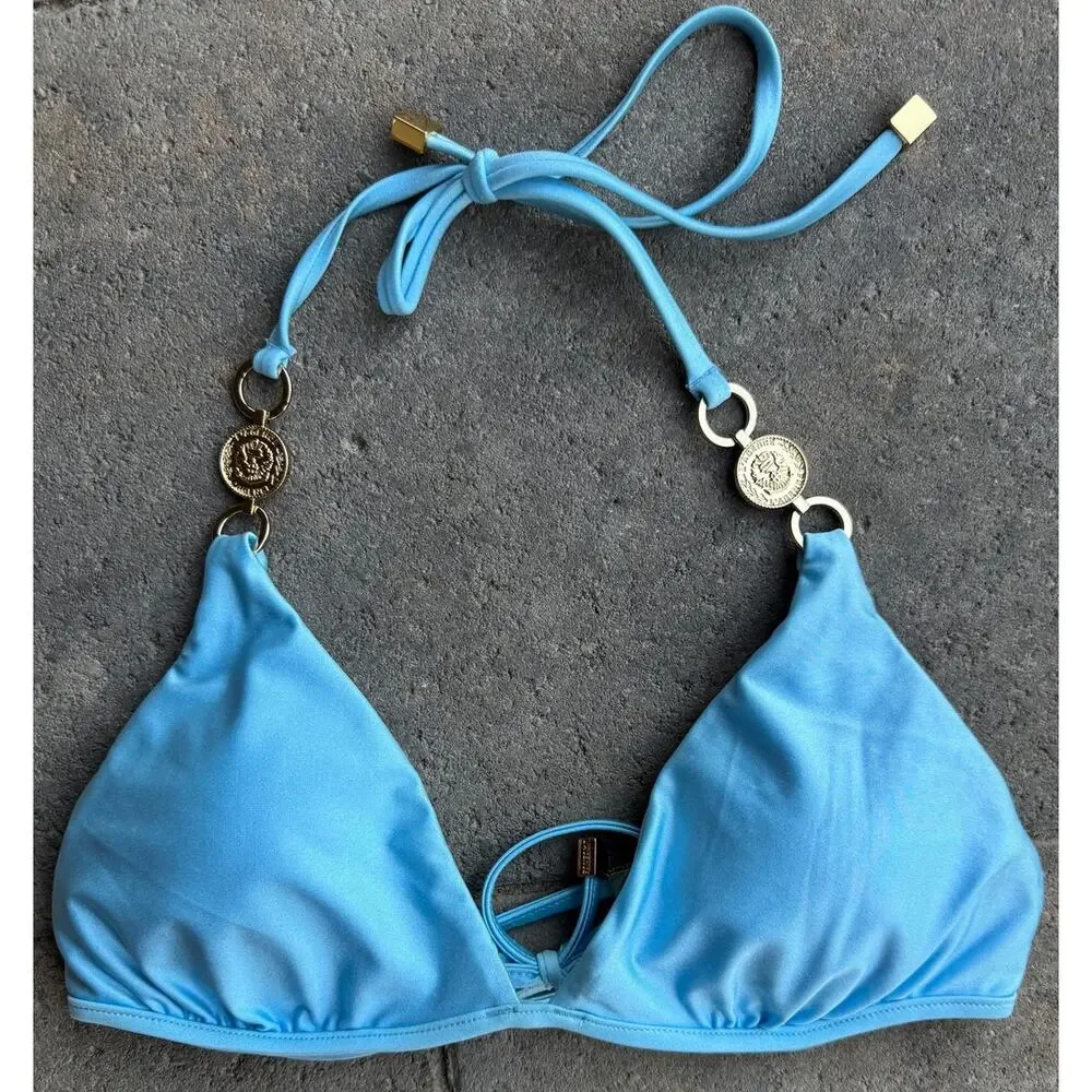 NEW L'AGENCE Annabelle Shimmer Triangle Bikini Top Size Small